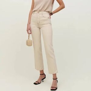 Reformation Cream Cowboy High Rise Leg Straight Jeans